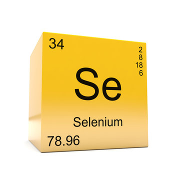 Selenium Chemical Element Symbol From The Periodic Table Displayed On Glossy Yellow Cube