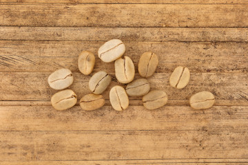 Dry and unroasted coffee beans