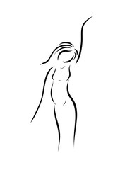 Pregnant, painted in smooth black lines, logo