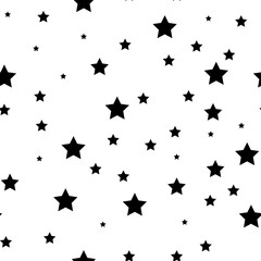 Star seamless pattern. White and grey retro background. Chaotic elements. Abstract geometric shape texture. Effect of sky . Design template for wallpaper,wrapping, textile. Vector Illustration