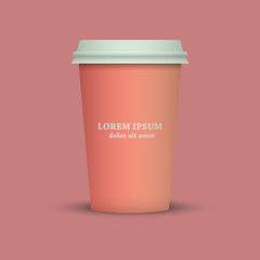 Coffee cup vector illustration. Paper coffee cup icon isolated on background. Plastic coffee cup with hot coffee in flat style.
