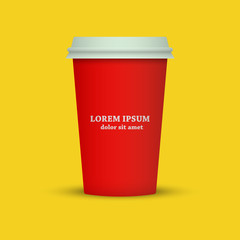 Coffee cup icon. coffee cup vector illustration in red color