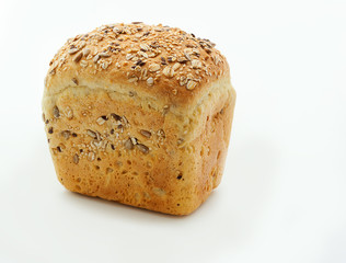 Whole grain bread isolated on white background. Corn flour bread. Fresh organic bread