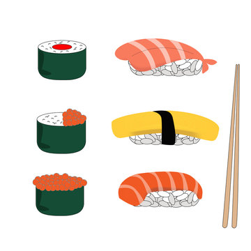 Sushi lunch icon. Cartoon illustration of sushi lunch vector.