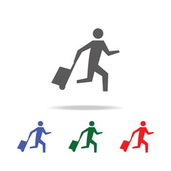 Passenger Pulling Rolling Bag Icon. Elements of airport multi colored icons. Premium quality graphic design icon. Simple icon for websites, web design, mobile app, info graphics