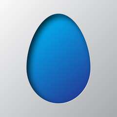 Paper art of the blue egg icon. Vector illustration.