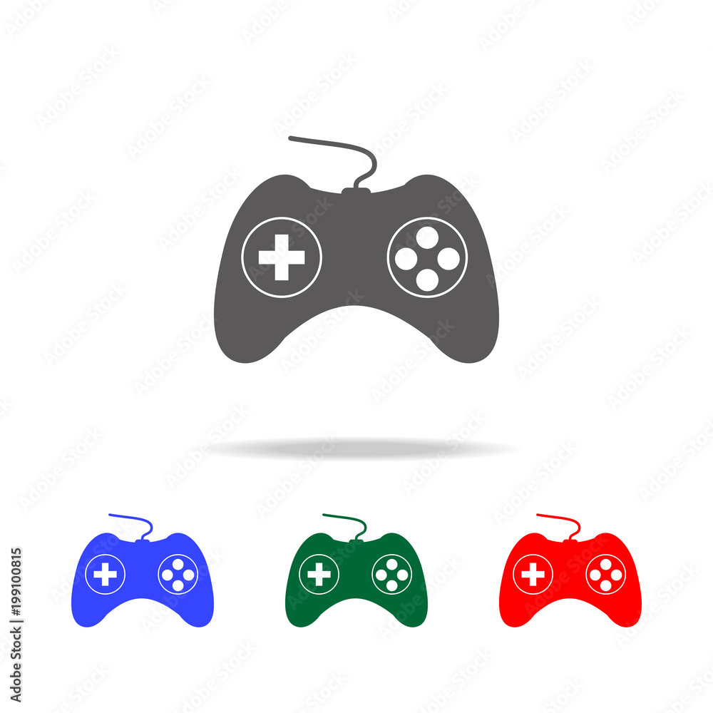 Poster game controller icon. elements of human weakness and addiction multi colored icons. premium quality 