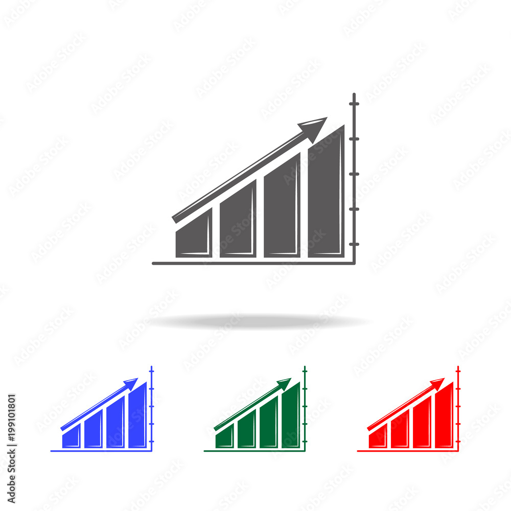 Aufkleber colomn chart with up diagramma icon. elements of chart and trend diagram multi colored icons. premiu