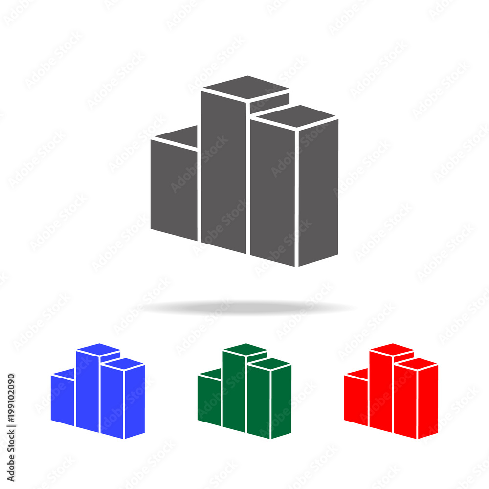Poster 3d colomn chart icon. elements of chart and trend diagram multi colored icons. premium quality graph
