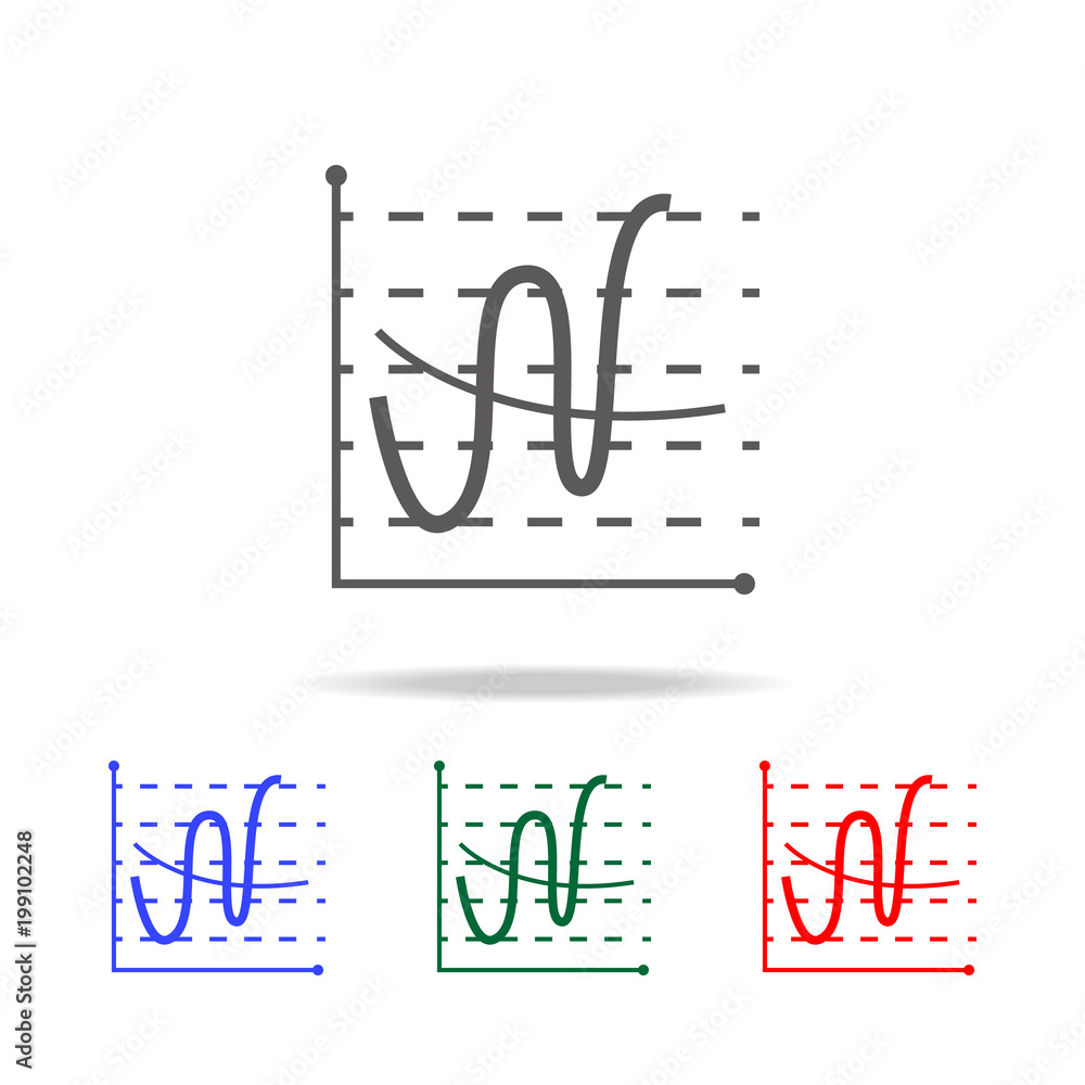 Poster line graph type chart icon. elements of chart and trend diagram multi colored icons. premium quality