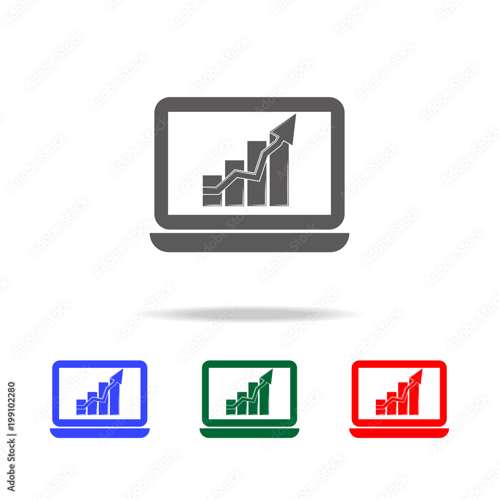 Poster diagramma on laptop icon. elements of chart and trend diagram multi colored icons. premium quality g