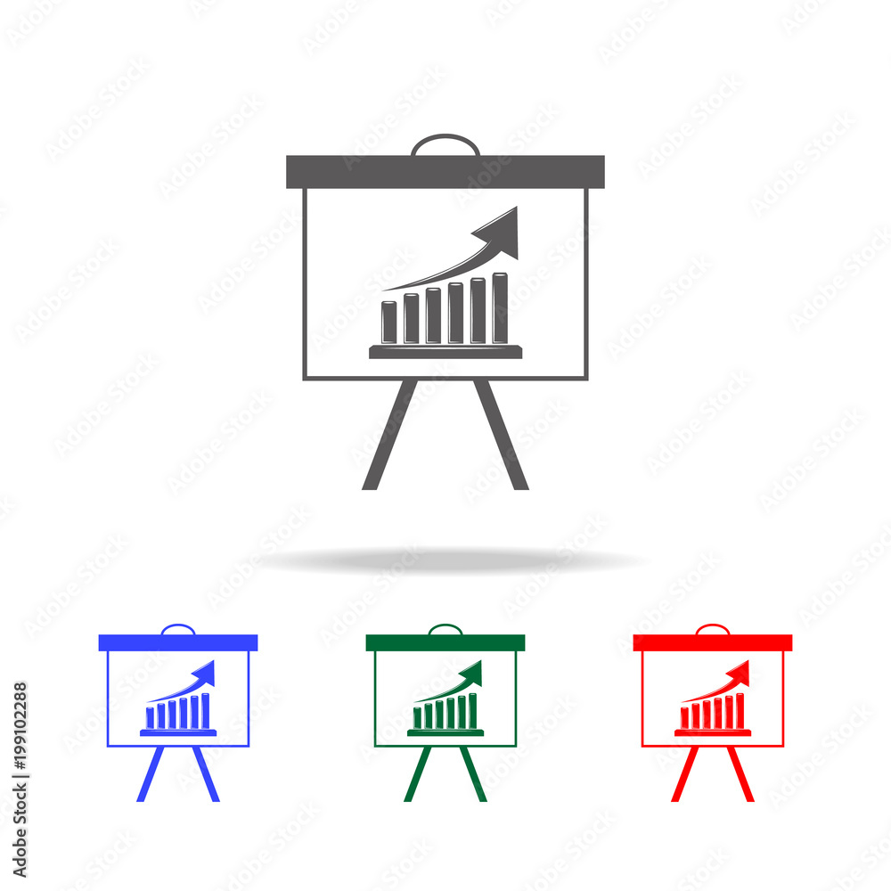 Poster up diagramma on board icon. elements of chart and trend diagram multi colored icons. premium quality