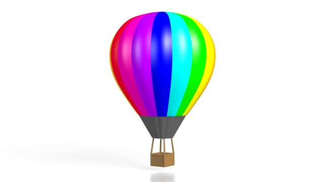 3D colourful hot air balloon on white background