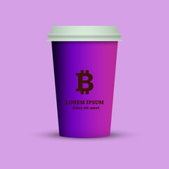 Illustration of a coffee cup with a bitcoin emblem