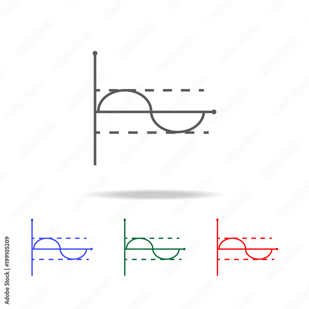 Aufkleber line graph type chart icon. elements of chart and trend diagram multi colored icons. premium quality