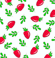 summer berries, strawberry background. Vector strawberry Pattern Background.