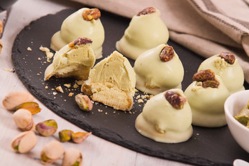 Pistachio truffles.
