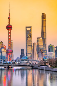 Shanghai Skyline at sunset, China