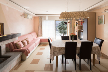 Interiors of modern villa, nobody