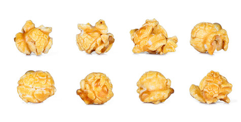 caramel popcorn isolated on white background