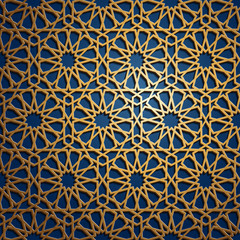 Set of islamic oriental patterns, Seamless arabic geometric ornament collection. Vector traditional muslim background. east culture, indian heritage, arabesque, persian motif, 3D. Ramadan kareem. Gold