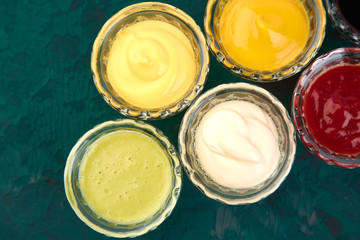 Set of different sauces.