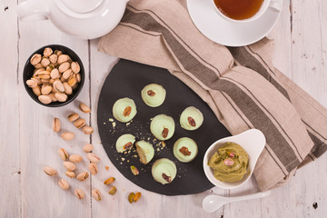 Pistachio truffles.