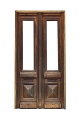 Old wooden door isolated on white background
