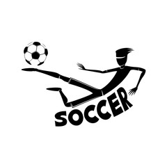 Soccer player with a ball on a white background.