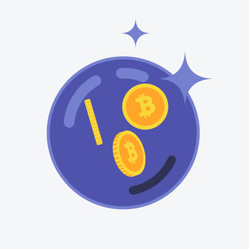 Concept of bitcoin bubble balloon with bitcoin symbol as vector illustration