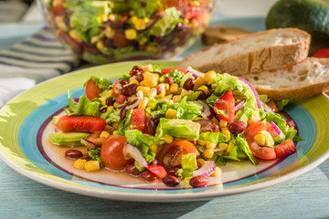 Traditional Vegetarian American Southwest Salad on a plate