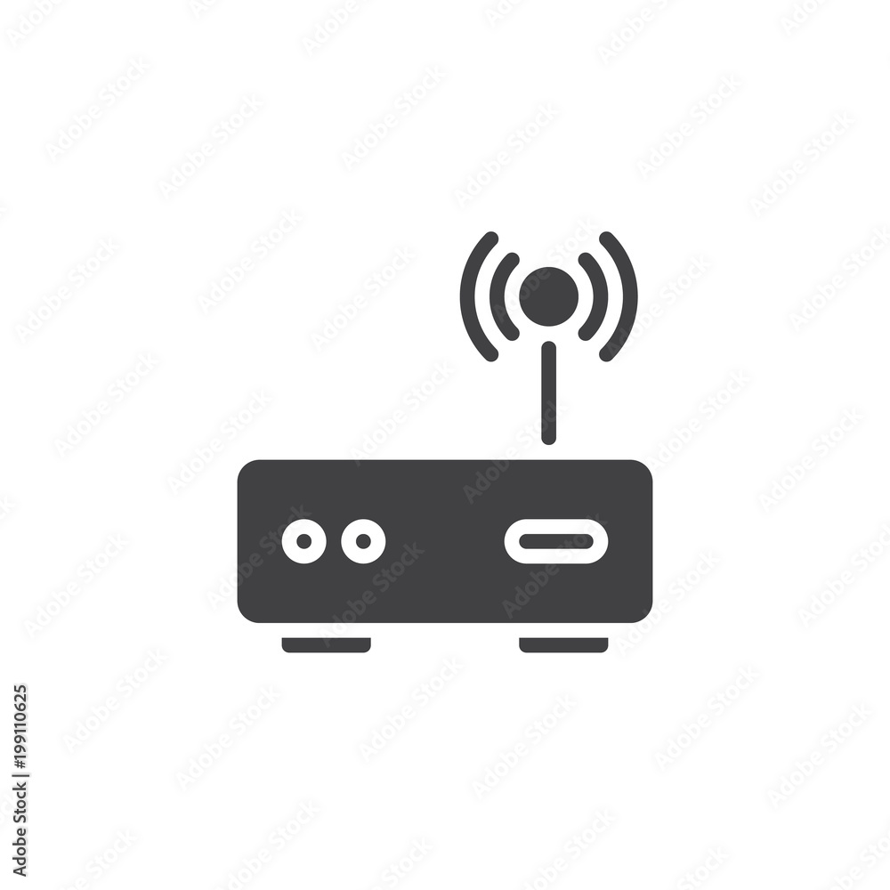 Poster wi-fi modem vector icon. filled flat sign for mobile concept and web design. wireless router simple 