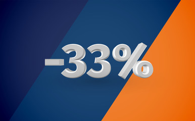 3D sale illustration with percentage, vector