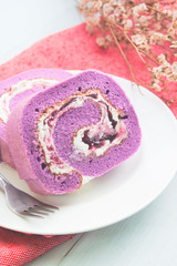 Obraz na płótnie Canvas Blueberry roll cakes, Bakery, Unhealthy lifestyle