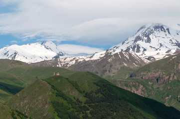 Gergeti Trinity Church or Tsminda Sameba - Holy Trinity Church Georgia.