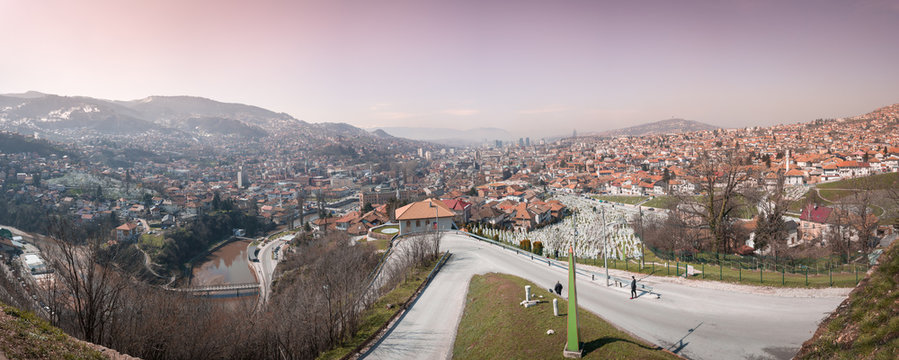 Beautiful view over city of Sarajevo in Bosnia and Herzegovina.