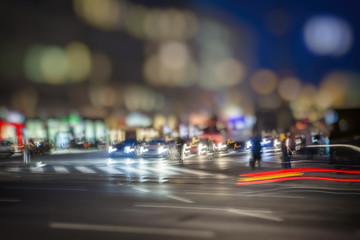 Fototapeta na wymiar colorful night traffic in the city 