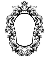 Baroque mirror frame. Vector Imperial decor design elements. Rich encarved ornaments line arts