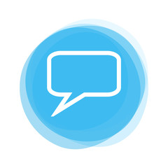 Naklejka premium Weiße Sprechblase auf hellblauem Button