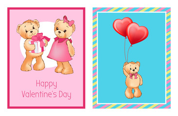 I Love You and Me Teddy Bears Vector