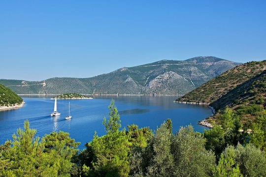 Greece, the island of Ithaki -view from fort in Vathi