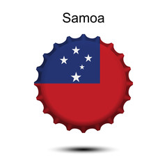 National flag of Samoa on a bottle cap. Vector Illustration