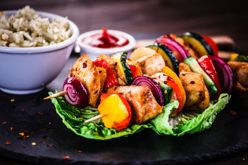 Shish kebabs - grilled meat and vegetables