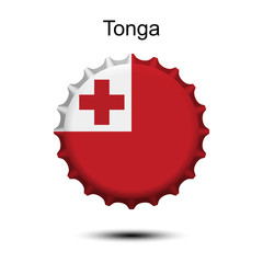Obraz premium National flag of Tonga on a bottle cap. Vector Illustration