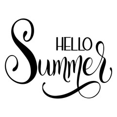 Hello Summer lettering. Elements for invitations, posters, greeting cards. Seasons Greetings