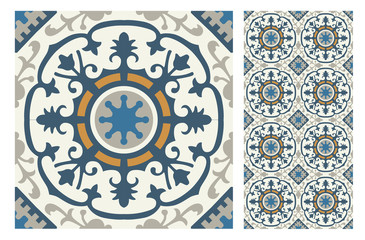 vintage tiles patterns antique seamless design in Vector illustration	