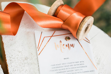 Menu copper with flat lays details