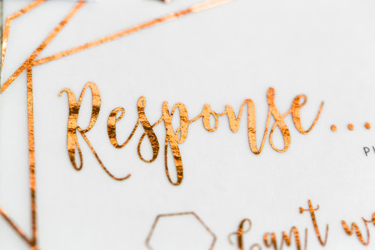 Copper hand written wedding invitations