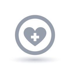 Healthy heart icon. Heart with cross symbol. healthcare medicine sign in circle. Vector illustration.