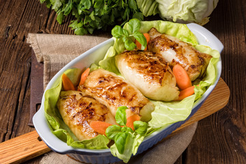 Cabbage rolls with minced meat filling